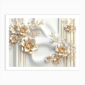 Flowers On A White Background 2 Art Print