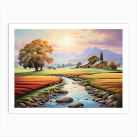 Sunset By The Stream Art Print