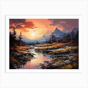 Sunset By The River Art Print