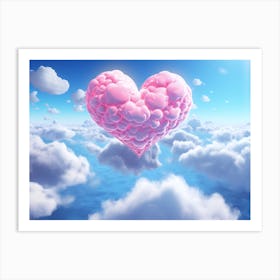 Psychedelic Passions: Heart Clouds Above Lovers, Heart In The Sky, Valentine'S Day or Love concept Art Print