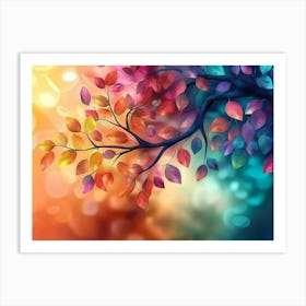 Colorful Tree With Leaves On Hanging Branches 20 Art Print