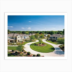 An Elegant Upscale Suburban Residential Real Estate Landscape Displaying Meticulous Homes Immersed (7) Art Print