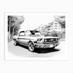Ford Mustang Drawing 2 Art Print
