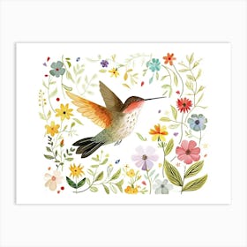 Little Floral Hummingbird 2 Art Print
