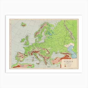 Map Of Europe — retro map, vintage map print Art Print