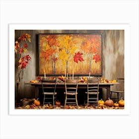 A Vintage Painting Esque Thanksgiving Celebration Enfolding Within An Intimate Group Nestled Amid R (6) 1 Art Print