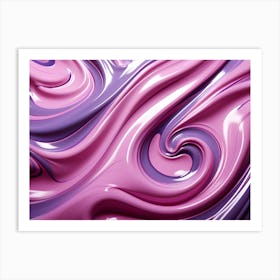 Pink & Purple Gloss Fluid Swirls Abstract 1 Art Print