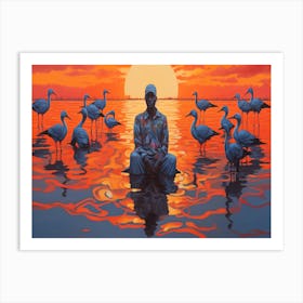 Man In The Water 1 Art Print