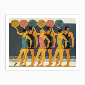 Day At The Beach Vintage Print Art Print