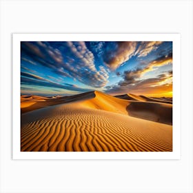 Dramatic Sunset Over Desert Sand Dunes Art Print