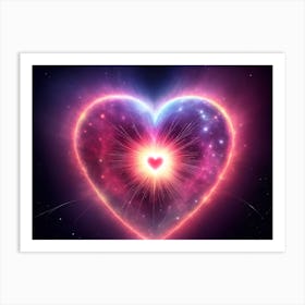 A Colorful Glowing Heart On A Dark Background Horizontal Composition 48 Art Print
