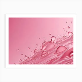 Abstract, Close Up Image Of Pink Liquid Drops With A Pink Background, Creating A Whimsical And Ethereal Effect Art Print