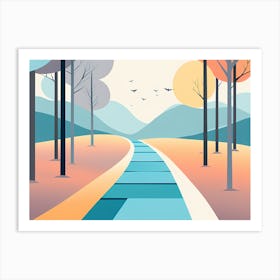 Road In The Woods VECTOR ART Art Print