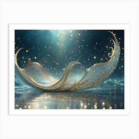 Sparkling golden waves in the sea 2 Art Print