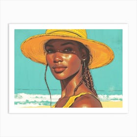 Illustration of an African American woman at the beach 36 Art Print