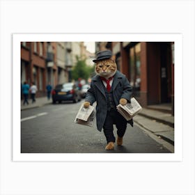 Cat In A Suit 5 Art Print