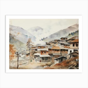 Mountain Town Painting Art Print