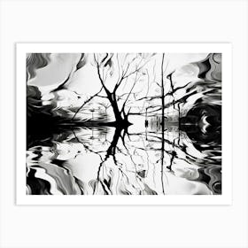 Reflection Abstract Black And White 8 Art Print