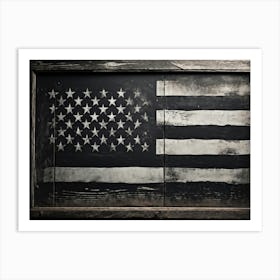 American Flag Rendered In Black And White With Subtle Red Stars Against A Smudged Vintage Backdrop R (7) Art Print