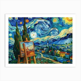 Van Gogh A Painter S Easel With A Vibrant Unfini Poster