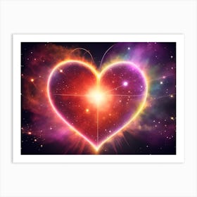 A Colorful Glowing Heart On A Dark Background Horizontal Composition 2 Art Print