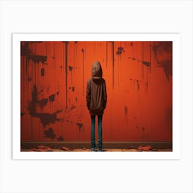 Person Standing In Front Of An Orange Wall Art Print