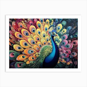 Colorful Peacock 13 Art Print