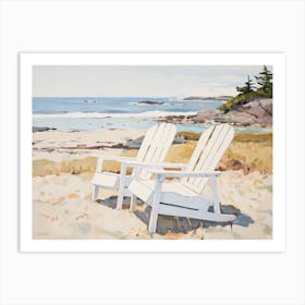 Adirondack Chairs On The Beach - expressionism Art Print