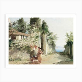 Two Women In A Garden 2 Art Print