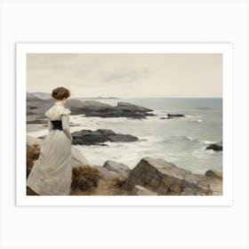 Girl Near The Coast Painting Art Print