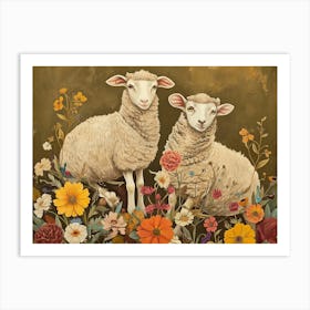 Floral Animal Illustration Sheep 1 Art Print