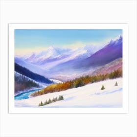 Icy Stream Flowing Through a Snowy Forest Art Print