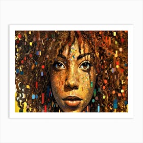 Ethnic- Pointallism Portrait Of A Woman Art Print