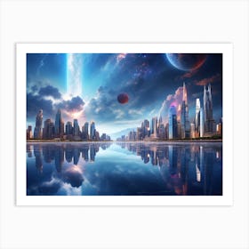 Two Cities at Night Art Print