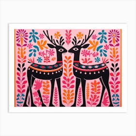 Antelope 2 Folk Style Animal Illustration Art Print