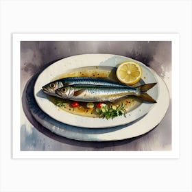 Sardines On A Plate Art Print