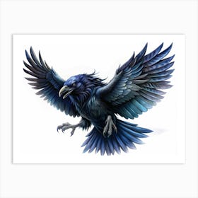 Majestic Blue Raven In Flight Art Print