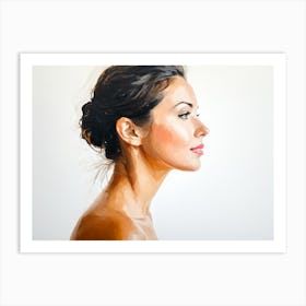 Side Profile Of Beautiful Woman Oil Painting 23 Art Print