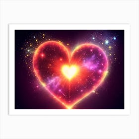 A Colorful Glowing Heart On A Dark Background Horizontal Composition 80 Art Print