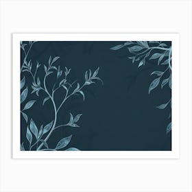 Blue Leaves On A Blue Background Art Print
