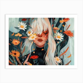 Girl With Flowers 12 Art Print