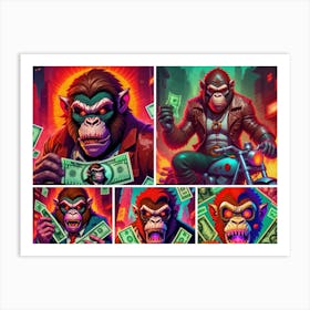 Monkey With Money Art Print