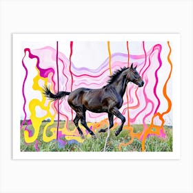 Black Horse Creative Color Painting Art Print