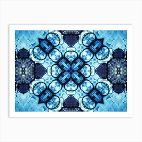 Blue Watercolor Pattern Flower Art Print