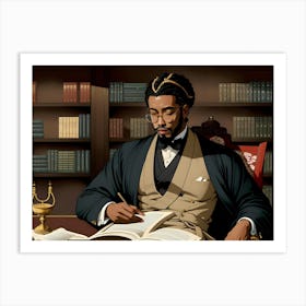 Black Man Reading A Book Art Print