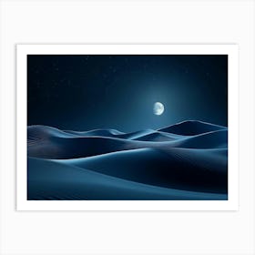 The Realm of Minimalistic Envision A 3d Featuring Abstract Sand Dunes Beneath a Moonlit Art Print