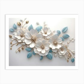 3d Artwork Illustration Flowers White Background , Art Art Print