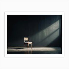 Minimalistic Scene Soft Light Caressing An Empty Chair In A Vast Space Depth Of Field Focusing Sha Art Print