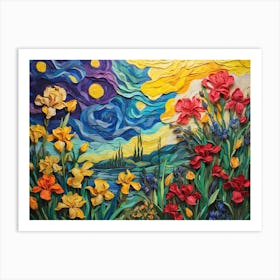 Starry Night With Irises ala Vincent Art Print