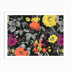 Flowers On Black 1 Art Print